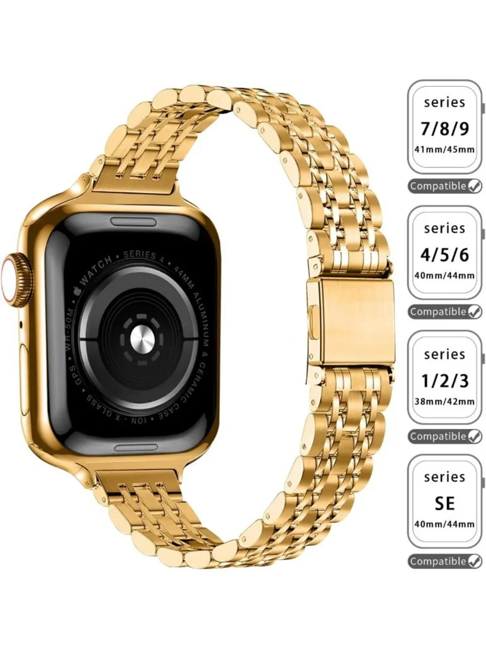 Sleek Stainless Steel Slim Watch Band for Apple Watch 38mm-45mm - Luxury Women's
